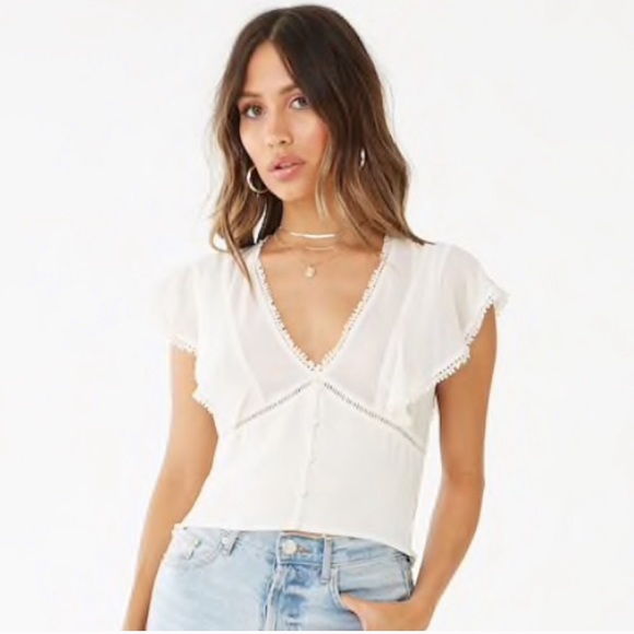 Lace Embroidered Ruffle Top - Picture 3 of 10